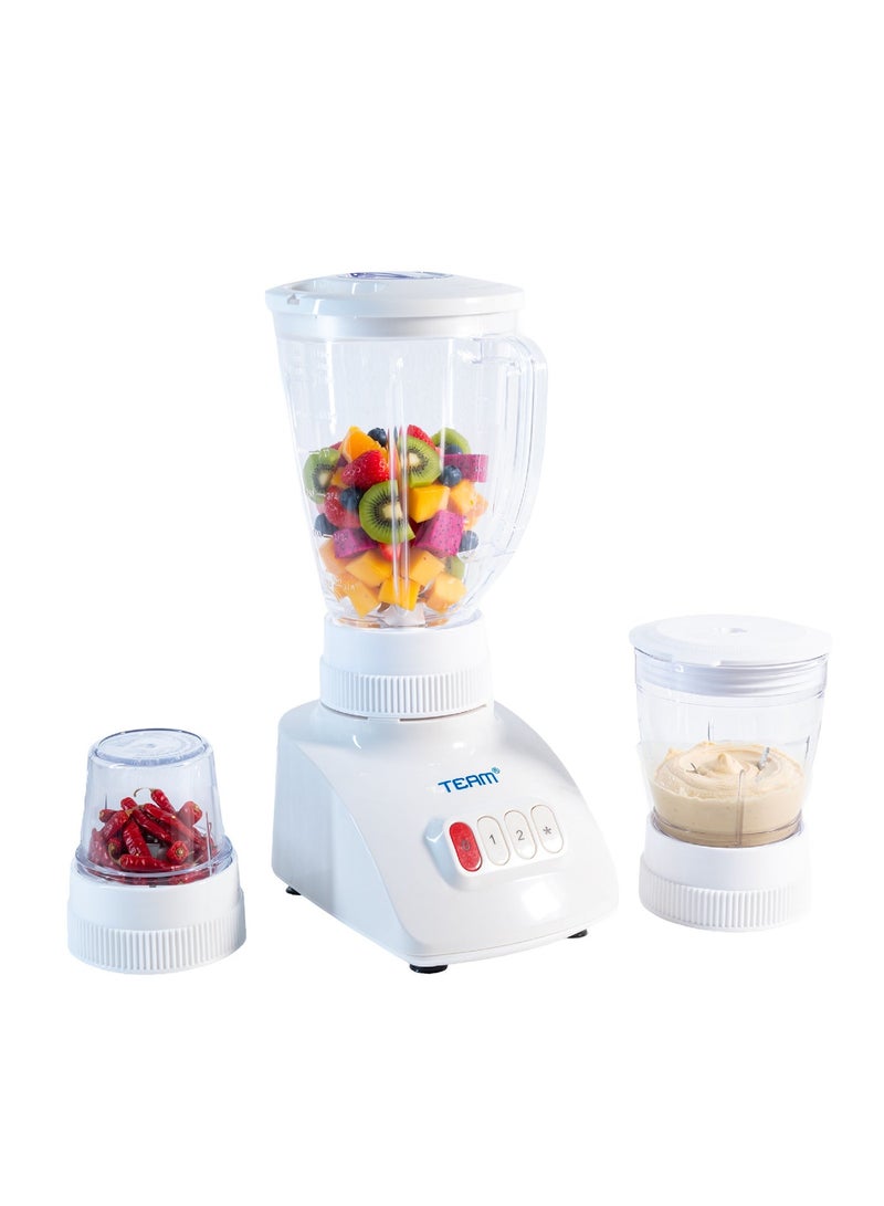 TEAM 3-in-1 Blender with Grinder & Chopper | 400W Powerful Motor | Stainless Steel Blades | 2 Speed + Pulse | Multi-Purpose  Kitchen Appliance - Image 1